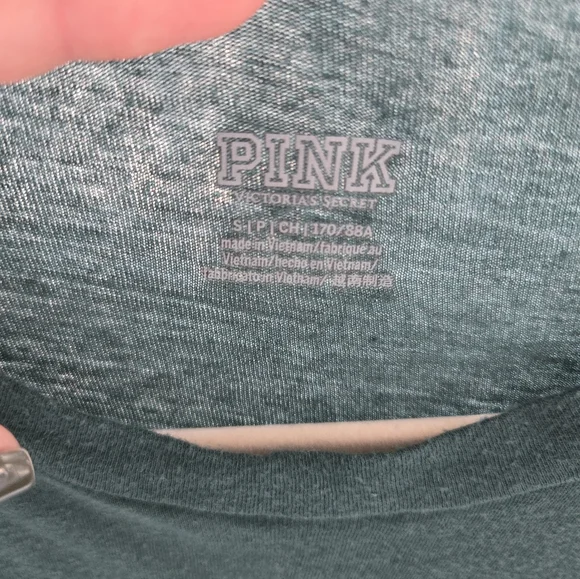 🌟PINK Victoria's Secret Teal Long Sleeve Twist Front Top Size Small - Picture 2 of 3